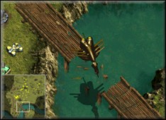 KKND2 - Divide and Conquer - 21st Century Airlifter flying over destroyed bridge